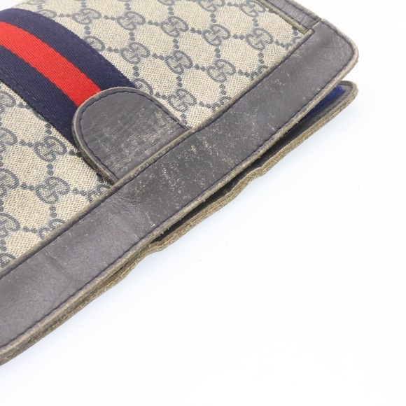 GUCCI Sherry Line GG Canvas Clutch Bag Navy Red Auth ai590 - Picture 5 of 16